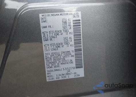 2020 Infiniti Qx60 Luxe from USA, damaged, VIN 5N1DL0MNXLC535270